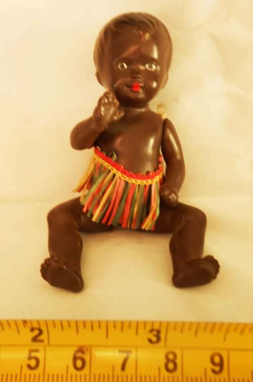 Vintage mini black baby doll Emil Schwenk W Germany, from the 1960s Height: 4.1 inches