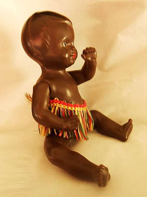 Vintage mini black baby doll Emil Schwenk W Germany, from the 1960s Height: 4.1 inches