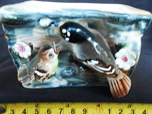 Vintage Kitsch Retro Vase/ Planter with Relief Birds