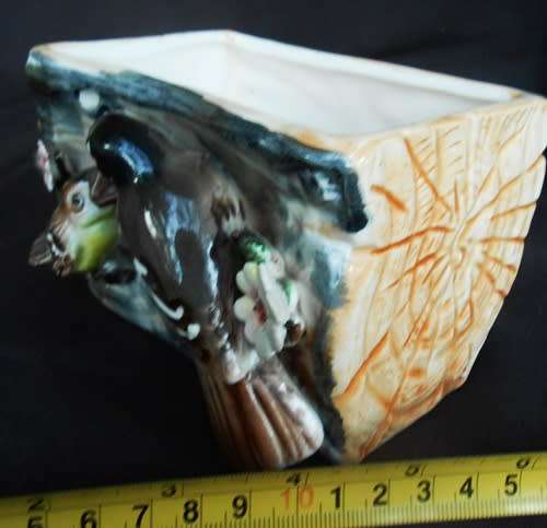 Vintage Kitsch Retro Vase/ Planter with Relief Birds