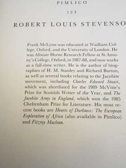 Robert Louis Stevenson: A Biography.  Book by Frank McLynn