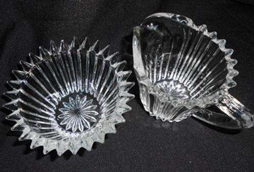 Vintage Collectable Small  Glass Milk jug or creamer with  sugar bowl