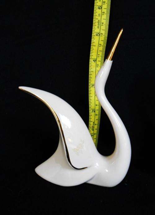 Vintage Collectable Stylized Porcelain Swan pink and gold