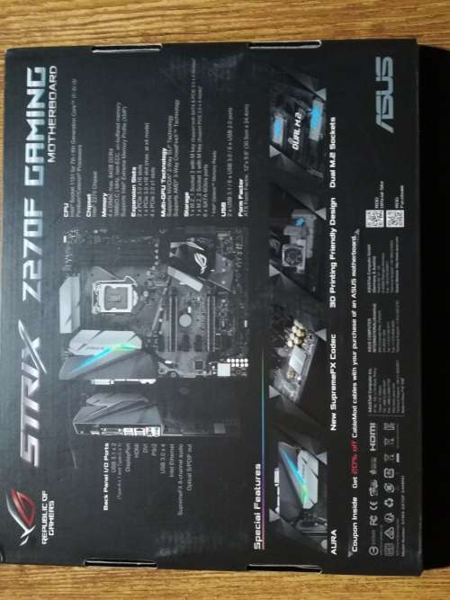 Asus STRIX Z270F Gaming LGA1151 Motherboard with INTEL KABY LAKE CORE i7-7700 3.6GHz W/8MB CACHE
