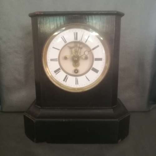 Antique French Ebonised Wood Mantel Clock