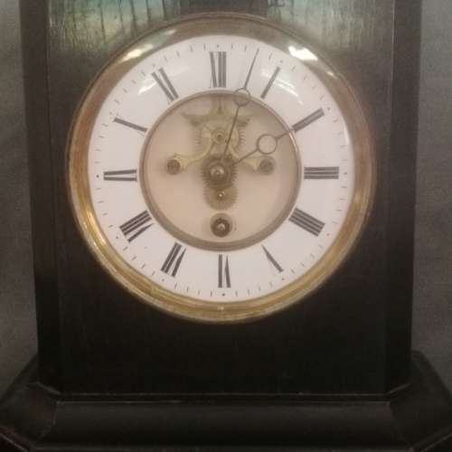 Antique French Ebonised Wood Mantel Clock