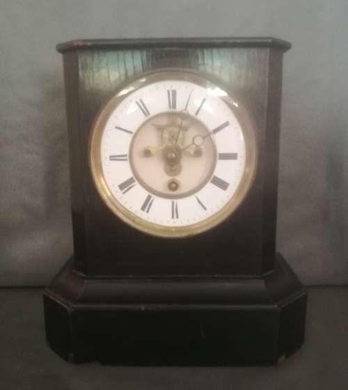 Antique French Ebonised Wood Mantel Clock