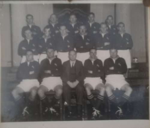 4th Rugby Test New Zealand vsSouth Africa 1949 WARATH Autographed Rugby Ball and Sports Memorabilia