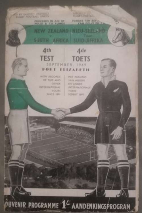 4th Rugby Test New Zealand vsSouth Africa 1949 WARATH Autographed Rugby Ball and Sports Memorabilia