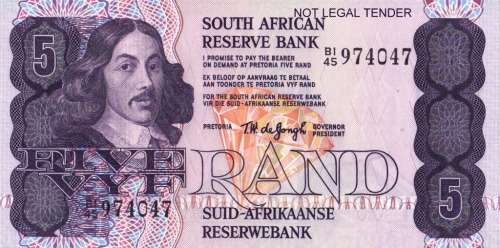 TW de Jongh 4th Issue R5 Uncirculated. Prefix B1/45