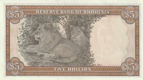 Rhodesia $5 Banknote from 1976 in Pristine Uncirculated Condition