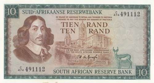 TW de Jongh 3rd Issue R10 Uncirculated. Prefix C474. A/E