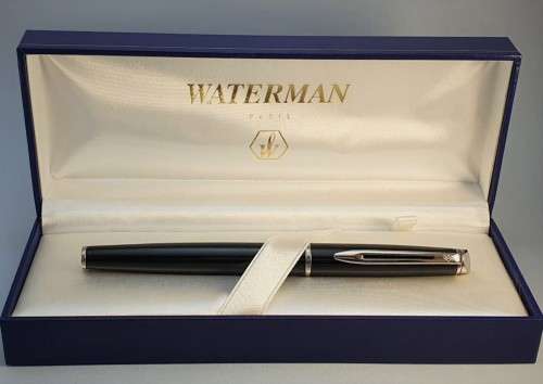 Waterman Hemisphere Fountain Pen. Black with silver trim. Free Courier Service.