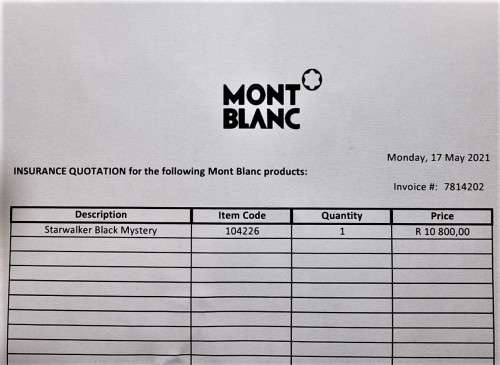 Mont Blanc Starwalker Mystery Black Fineliner. Superb Quality! Replacement value R10 800.