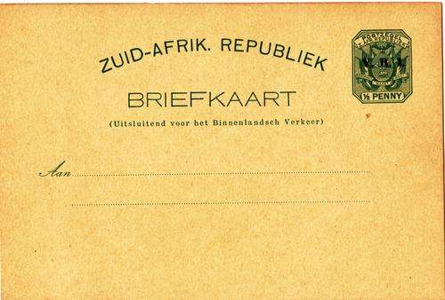 ZAR Briefkaart Half Penny. UNC