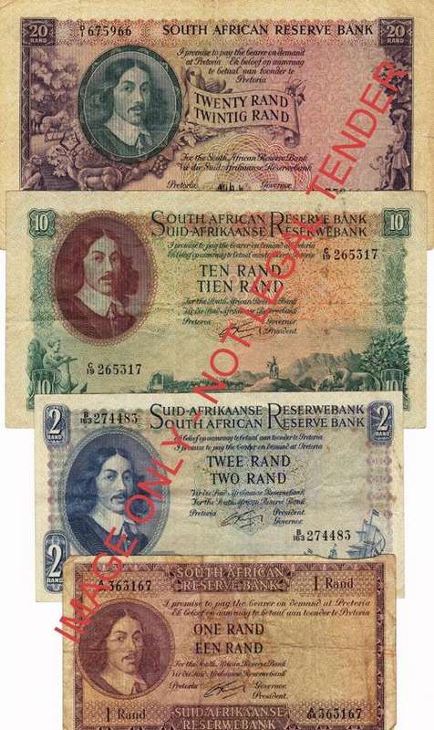 1960's R20, R10, R2 and R1 note set.