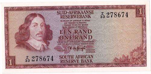 TW de Jongh 3rd Issue R1 Replacement Note Z33 Uncirculated. CAT value R250.
