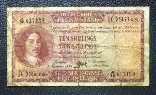 MH de Kock 1950 Ten Shillings banknote