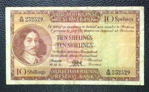 MH de Kock 1950 Ten Shillings banknote