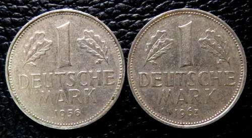 Germany 1 Mark 1956 and 1963 Bundesrepubliek Deutchland RARE!