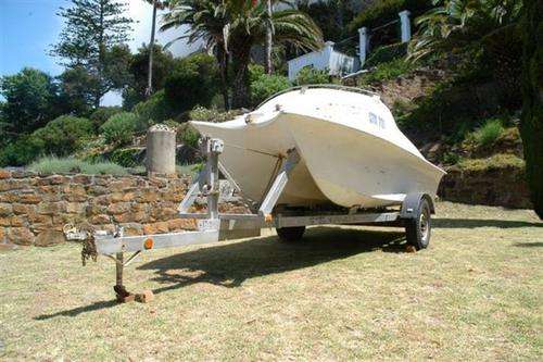 "4m Zulu Cat Hull on licensed Galvanised trailer" This boat stands in Cape Town