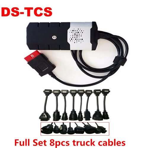 Delphi DS150E Bluetoot Diagnostic Unit + 2021 Software for Cars and Trucks + 8 Piece Truck Cable Set