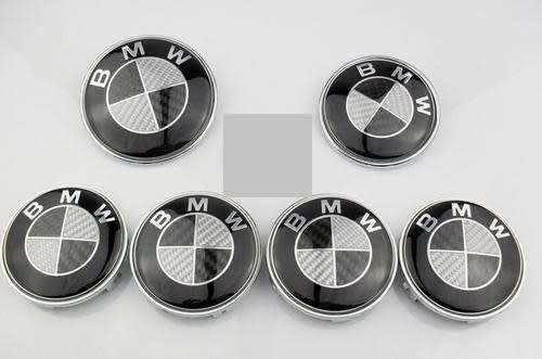 BMW Carbon Fibre 6 Piece Badge Emblem Decal Set