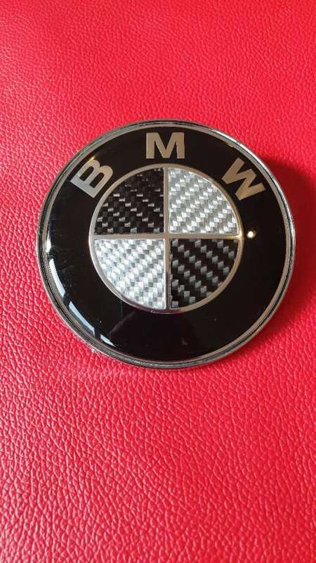 BMW TRUE Carbon Fibre Bonnet and Boot Emblem Badge Decals, 82mm and 74mm, R160 each
