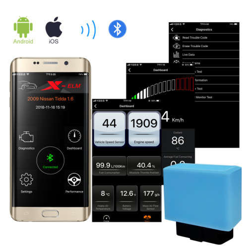 NEW X-ELM OBDII Bluetooth 4.0 Diagnostic for Cars and Trucks, 12V and 24V Vehicles, R399