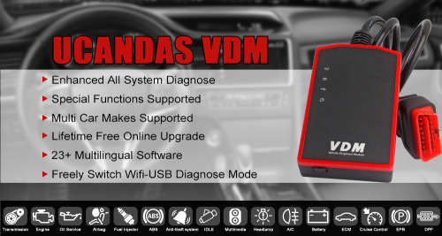 Original UCANDAS VDM OBD2 Auto Scanner WiFi Full System Diagnostic Tool for Windows PLUS Tablet