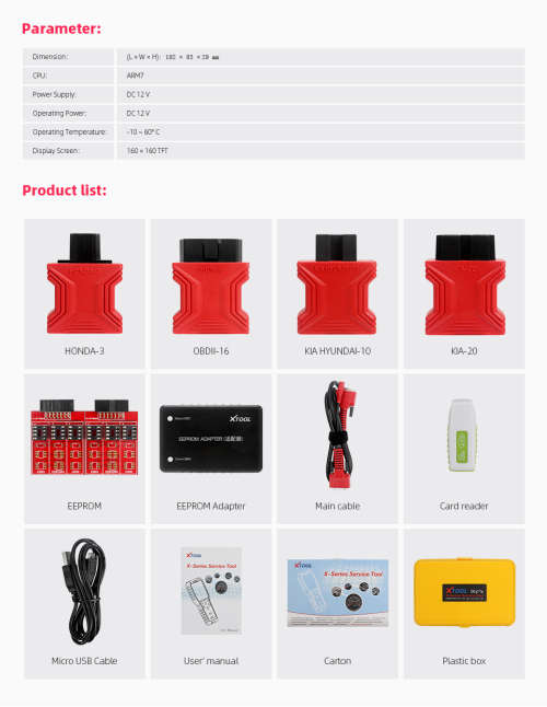 Original Xtool X100 PRO2 OBD2 Auto Key Programmer/Diagnostic Tool with EEPROM Adapter, R5849