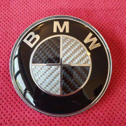 BMW TRUE Carbon Fibre Bonnet and Boot Emblem Badge Decals, 82mm and 74mm, R160 each