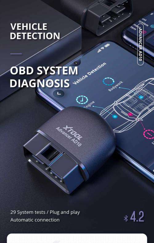 NEW XTOOL AD10 Advancer Bluetooth ELM327 OBD2 Diagnostic Scanner Tool Android/IOS 12V Vehicles R399