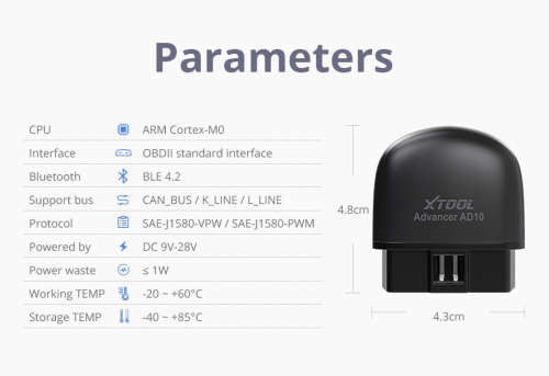NEW XTOOL AD10 Advancer Bluetooth ELM327 OBD2 Diagnostic Scanner Tool Android/IOS 12V Vehicles R399
