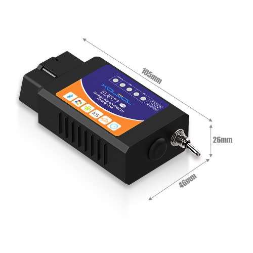 ELM327 Bluetooth OBD2 Scanner V1.5 with Switch modified for Forscan CH340+25K80 Chip HS-CAN / MS-CAN