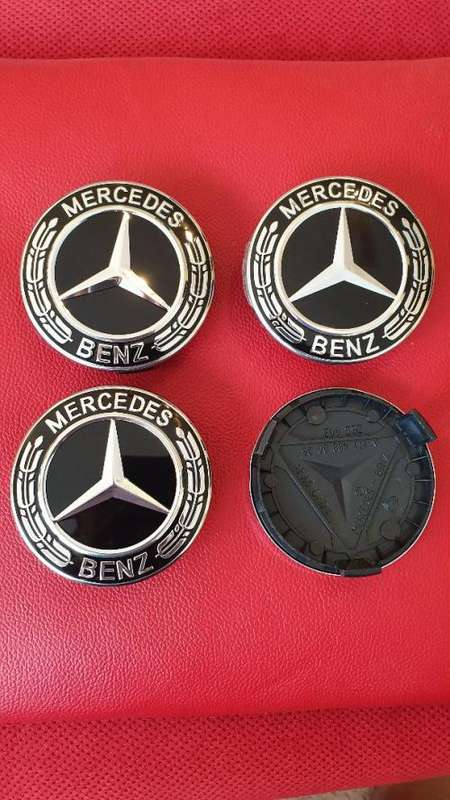 Mercedes Benz Gloss Black 3D Wheel Caps 75mm High quality, R120 each