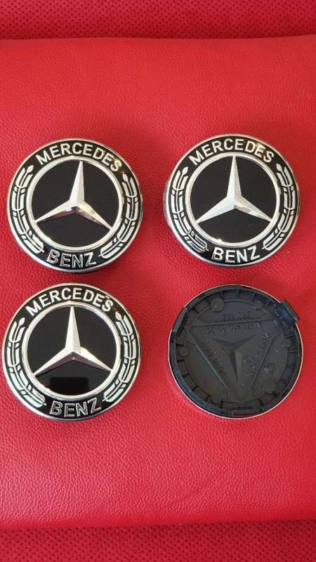 Mercedes Benz Gloss Black 3D Wheel Caps 75mm High quality, R120 each