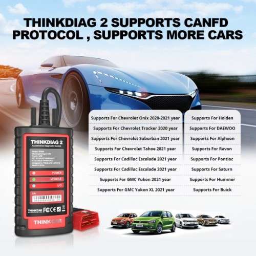 New THINKDIAG 2 ALL Car Brands CAN FD protocol OBD2 Diagnostic Tool Active TestBi-Directional R4399