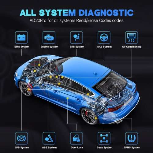 XTOOL AD20 Pro Automotive OBD2 Diagnostic Scan tool Bluetooth All Systems Reader Lifetime Free R999