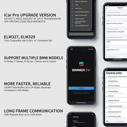 VGate VLinker BM+ OBD2 Bluetooth 4.0 for Android/iOS (Recommended by BimmerCode/ BimmerLink R999