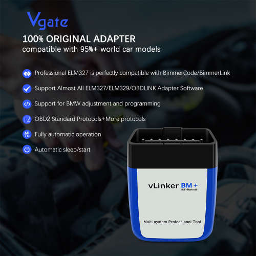 VGate VLinker BM+ OBD2 Bluetooth 4.0 for Android/iOS (Recommended by BimmerCode/ BimmerLink R999