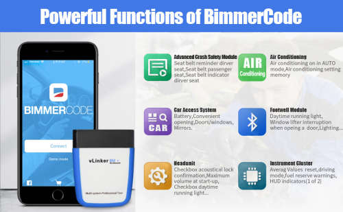 VGate VLinker BM+ OBD2 Bluetooth 4.0 for Android/iOS (Recommended by BimmerCode/ BimmerLink R999