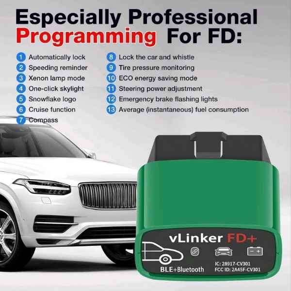 Original Vgate Vlinker FD+ Bluetooth 4.0 OBD2 Adapter for FORSCAN and multiple other apps, R999