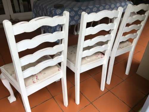 Techniqued 6 seater table and 6 chairs