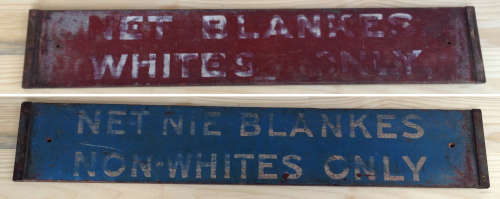 SAR SAS RAILWAY NON WHITES NIE BLANKES Apartheid era Train Station demarcation SIGN BOARD 1950s 1960