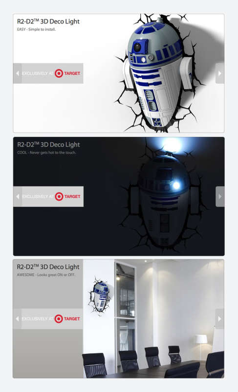 DISNEY STAR WARS R2D2 DROID BODY FX 3D Deco wall light - mint in box