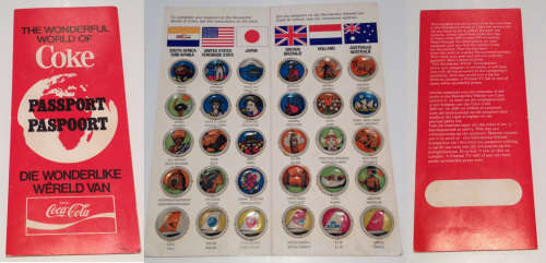 COCA COLA The Wonderful World of Coke Passport Bottle Liners South Africa 1970s 100% complete