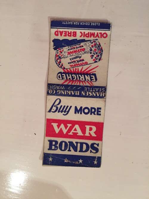 Matches Matchbox Match Book Military WW2 era USA American Buy More WAR Bonds Stamps - 1940s