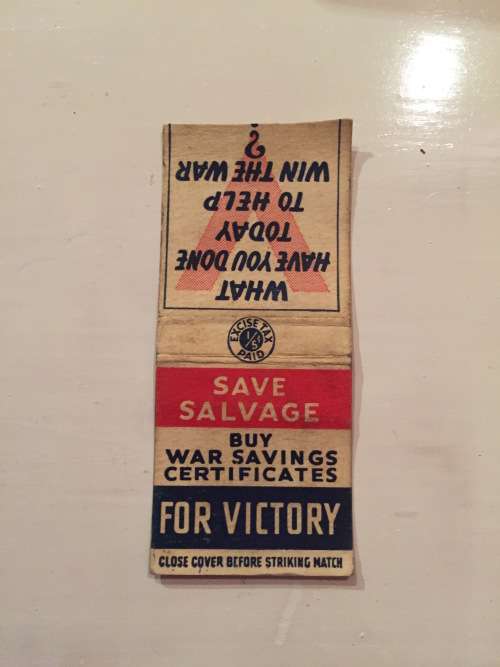 Matches Matchbox Match Book Military WW2 era Canadian V FOR VICTORY - 1940s