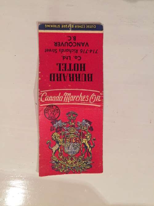 Matches Matchbox Match Book Military WW2 era Canadian CANADA MARCHES ON V FOR VICTORY - 1940s